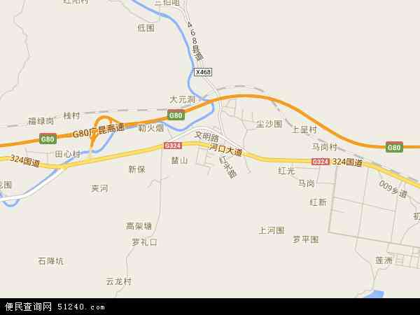中国广东省云浮市云城区河口地图(卫星地图)图片