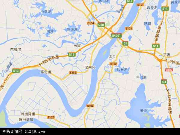 中国湖北省武汉市汉南区地图(卫星地图)