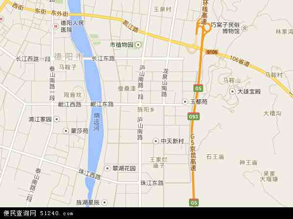 中国四川省德阳市旌阳区旌阳 /strong>地图(卫星地图)图片