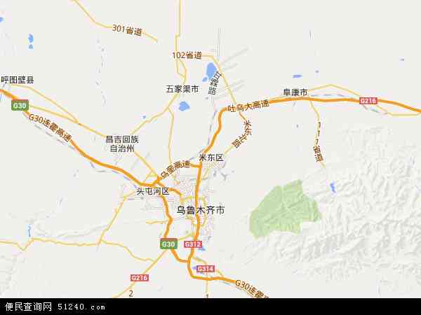 中国新疆维吾尔自治区乌鲁木齐市米东区地图(卫星地图)图片