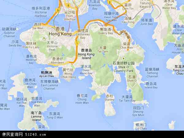 中国香港南区地图(卫星地图)