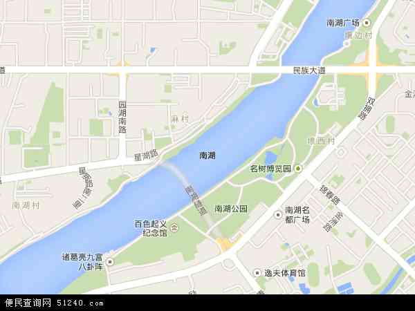 中国广西壮族自治区南宁市青秀区南湖地图(卫星地图)