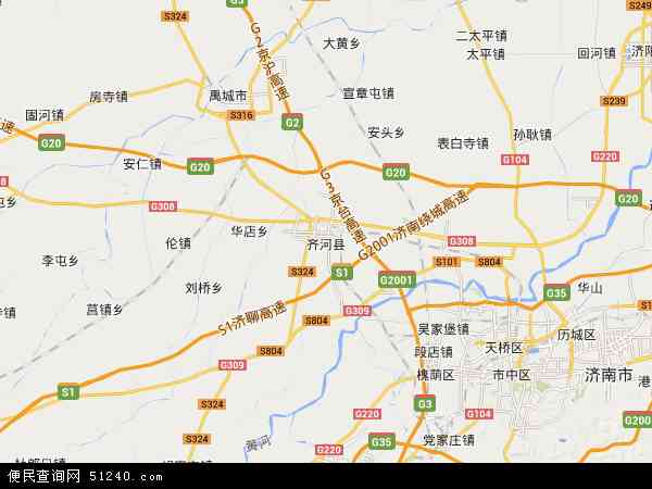 中国山东省德州市齐河县地图(卫星地图)图片