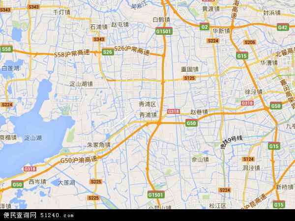 中国上海市青浦区地图(卫星地图)图片