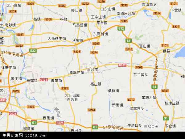 中国河北省廊坊市三河市地图(卫星地图)图片