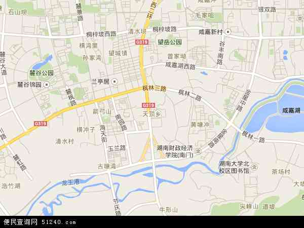 中国湖南省长沙市岳麓区天顶地图(卫星地图)