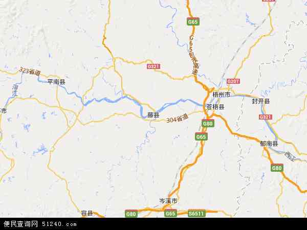 中国广西壮族自治区梧州市藤县地图(卫星地图)图片