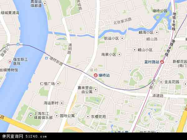 中国上海市浦东新区塘桥地图(卫星地图)