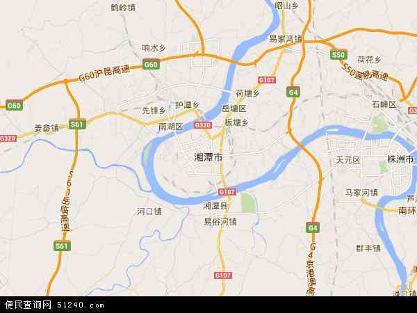 中国湖南省湘潭市地图(卫星地图)
