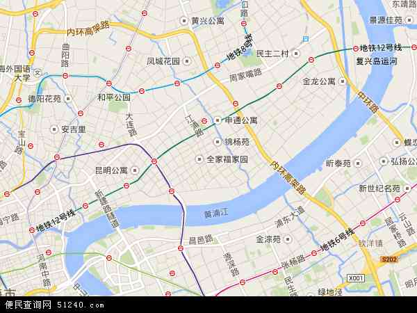 中国上海市杨浦区地图(卫星地图)