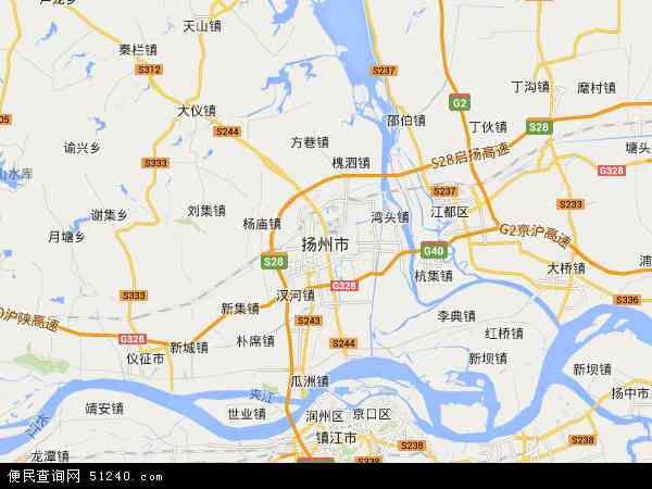 中国江苏省扬州市地图(卫星地图)