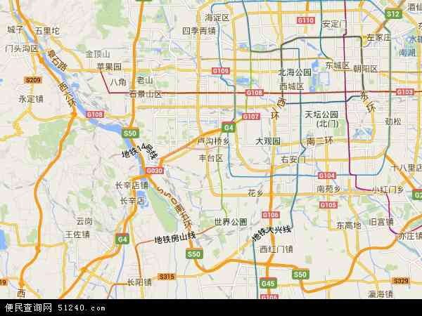 中国北京市丰台区地图(卫星地图)