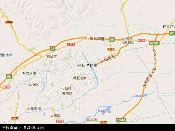中国内蒙古自治区呼和浩特市地图(卫星地图)图片