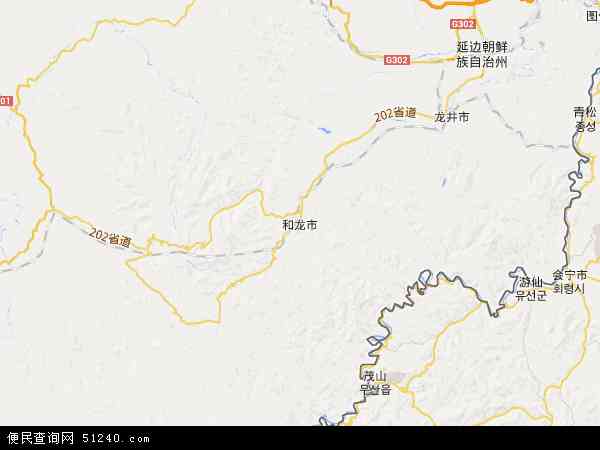 中国吉林省延边朝鲜族自治州和龙市地图(卫星地图)图片