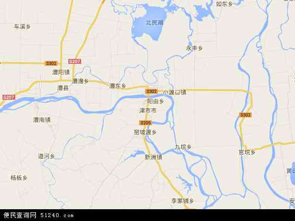 中国湖南省常德市津市市地图(卫星地图)图片