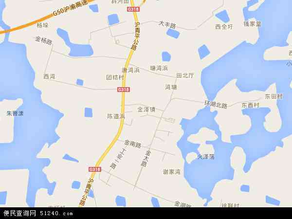 中国上海市青浦区金泽镇地图(卫星地图)图片
