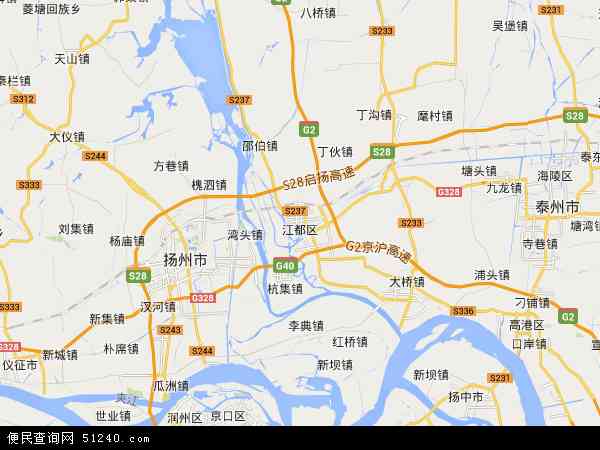 中国江苏省扬州市江都区地图(卫星地图)图片