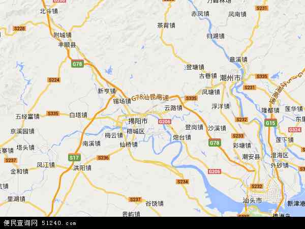 中国广东省揭阳市揭东区地图(卫星地图)图片