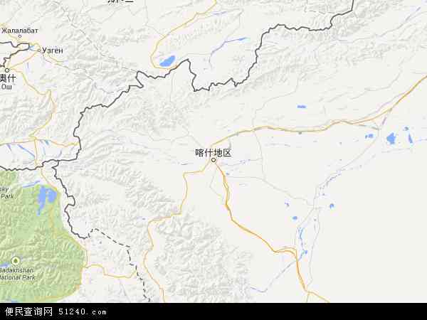 中国新疆维吾尔自治区喀什地区地图(卫星地图)图片