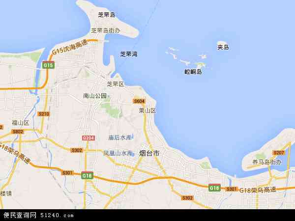 中国山东省烟台市莱山区地图(卫星地图)