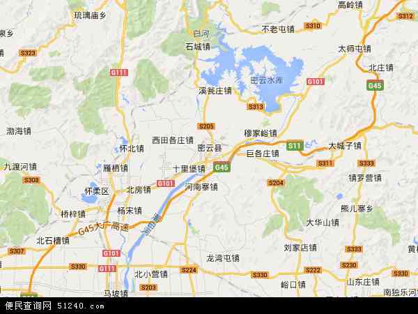 中国北京市密云县地图(卫星地图)