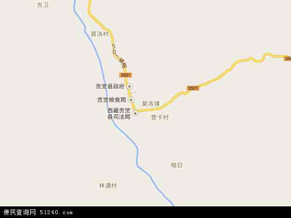 中国西藏自治区昌都地区贡觉县莫洛镇地图(卫星地图)