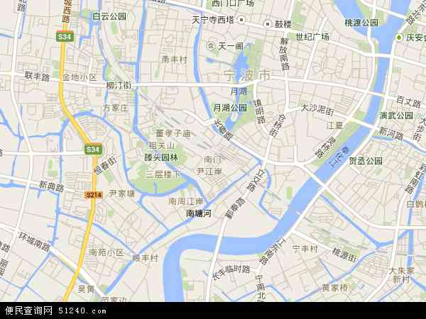 中国浙江省宁波市海曙区南门地图(卫星地图)