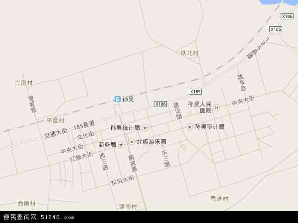 中国黑龙江省黑河市孙吴县孙吴镇地图(卫星地图)图片