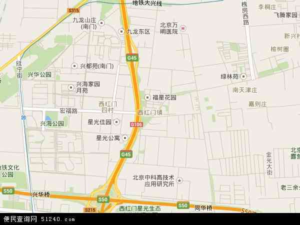 中国北京市大兴区西红门地图(卫星地图)图片