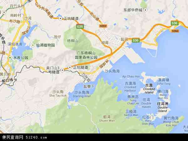 中国广东省深圳市盐田区地图(卫星地图)图片