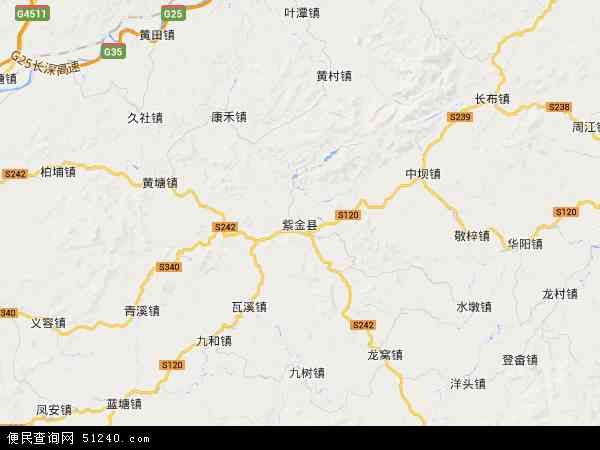 中国广东省河源市紫金县地图(卫星地图)图片