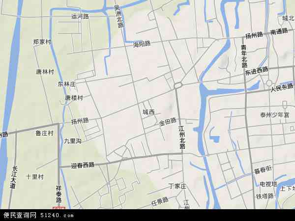 中国江苏省泰州市海陵区城西地图(卫星地图)图片