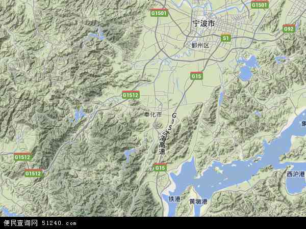 中国浙江省宁波市奉化市地图(卫星地图)图片