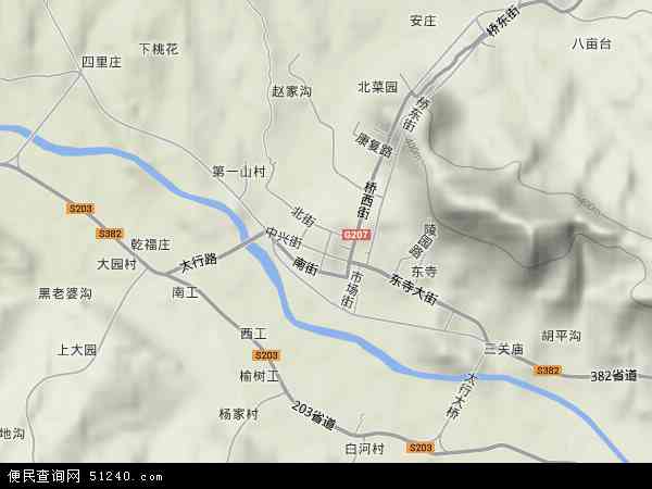 中国河北省保定市阜平县阜平镇地图(卫星地图)