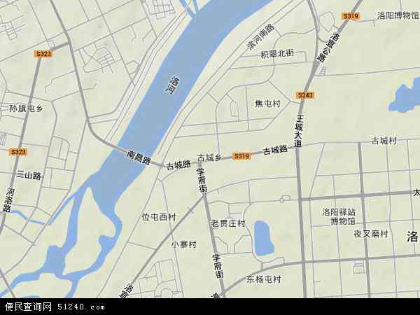 中国河南省洛阳市洛龙区古城地图(卫星地图)