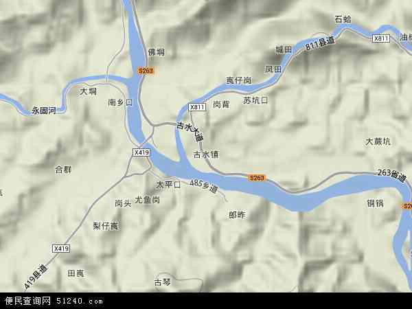 中国广东省肇庆市广宁县古水镇地图(卫星地图)图片