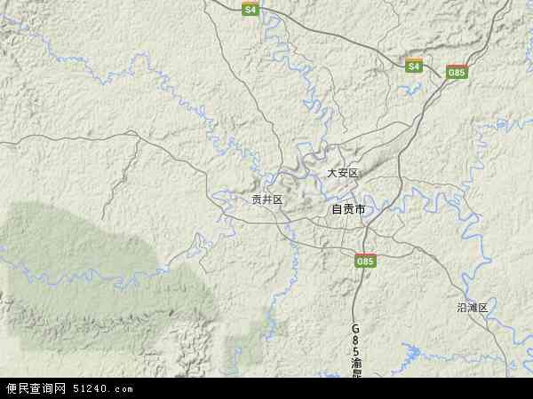 中国四川省自贡市贡井区地图(卫星地图)图片