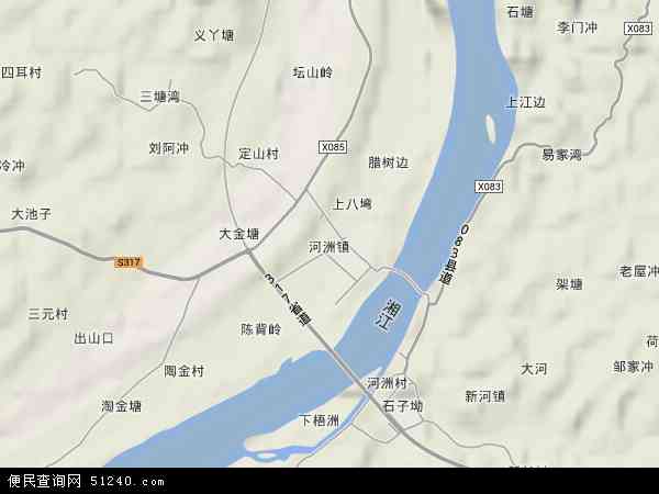 中国湖南省衡阳市祁东县河洲镇地图(卫星地图)图片