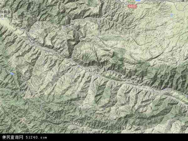 中国云南省红河哈尼族彝族自治州红河县地图(卫星地图)图片