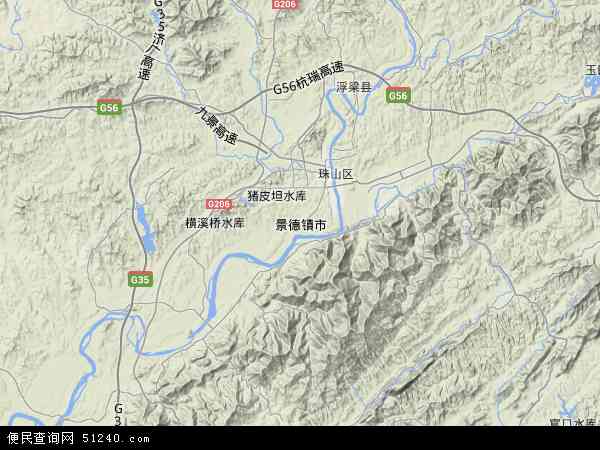 中国江西省景德镇市地图(卫星地图)