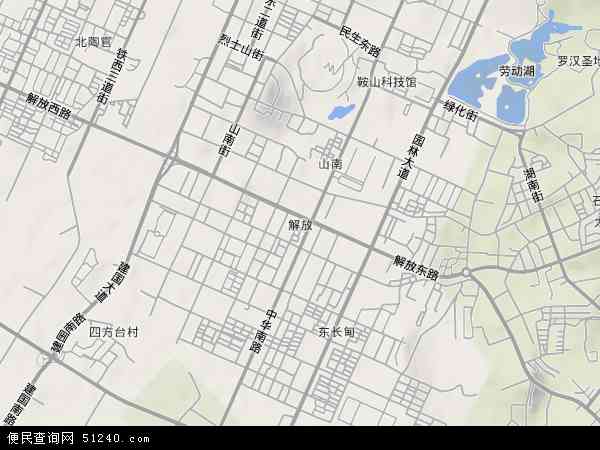 中国辽宁省鞍山市铁东区解放地图(卫星地图)图片
