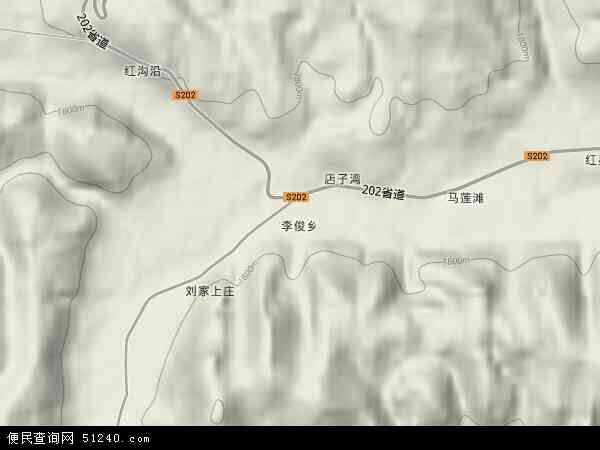 中国宁夏回族自治区中卫市海原县李俊乡地图(