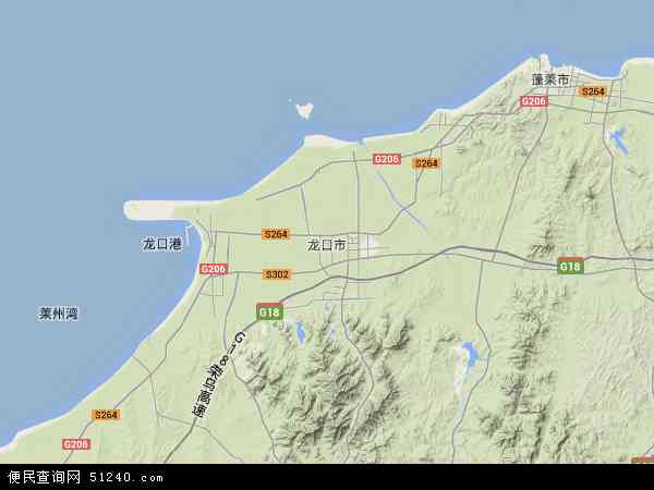中国山东省烟台市龙口市地图(卫星地图)