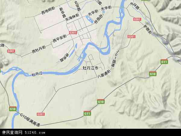 2015牡丹江市地形图 牡丹江市位于黑龙江省东南部,素有"塞北江南"之称图片