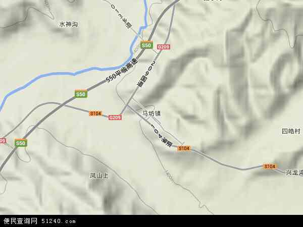 中国山西省吕梁市方山县马坊镇地图(卫星地图)图片