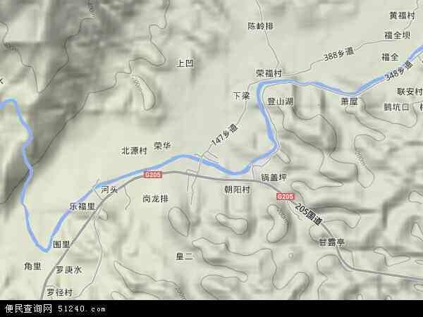 中国广东省梅州市五华县岐岭镇地图(卫星地图)图片