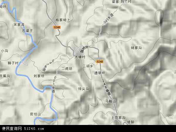 中国湖北省恩施土家族苗族自治州来凤县三胡乡地图(卫星地图)图片