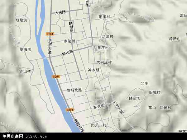 中国陕西省榆林市神木县神木镇地图(卫星地图)