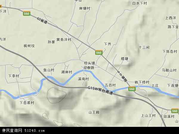 中国浙江省台州市天台县坦头镇地图(卫星地图)
