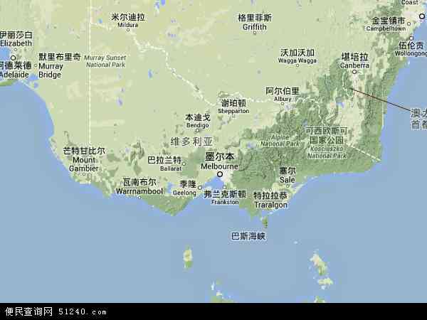 澳大利亚维多利亚地图(卫星地图)图片